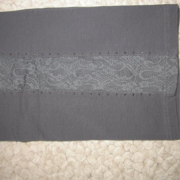 Grey Gym Pants with Lace and Sparkle Stones - Picture 2 of 12